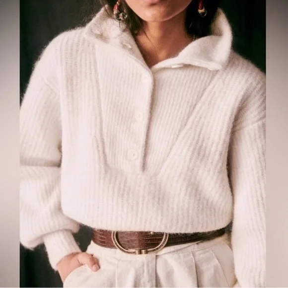 Sezane Micky Alpaca wool sweater Ivory size M - Picture 7 of 11